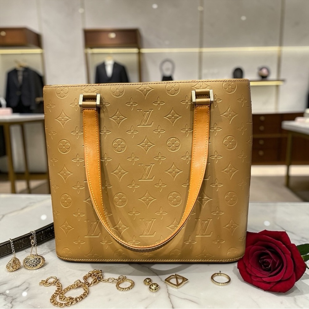 Louis Vuitton Monogram Mat Stockton Tote – Honey with dust bag and COA